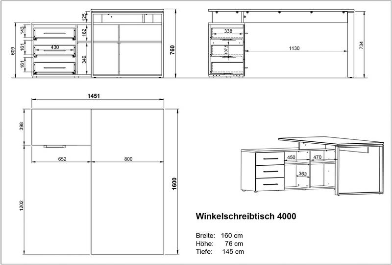 XORA Winkelschreibtisch MATERNO
