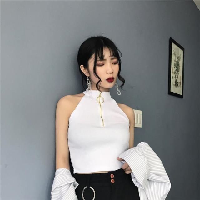 Strawolf - Halter cropped trui met halve rits