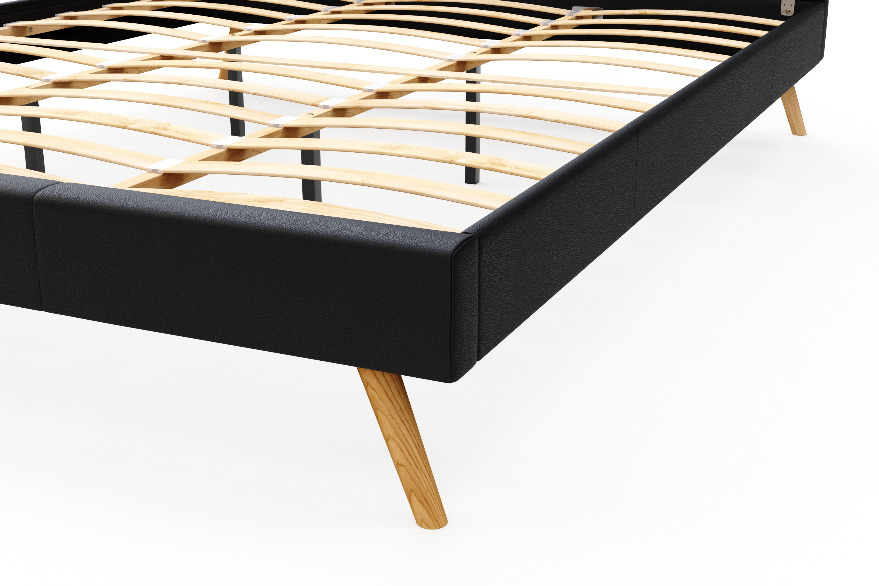 Lederbett ELVAR 180 x 200 cm schwarz