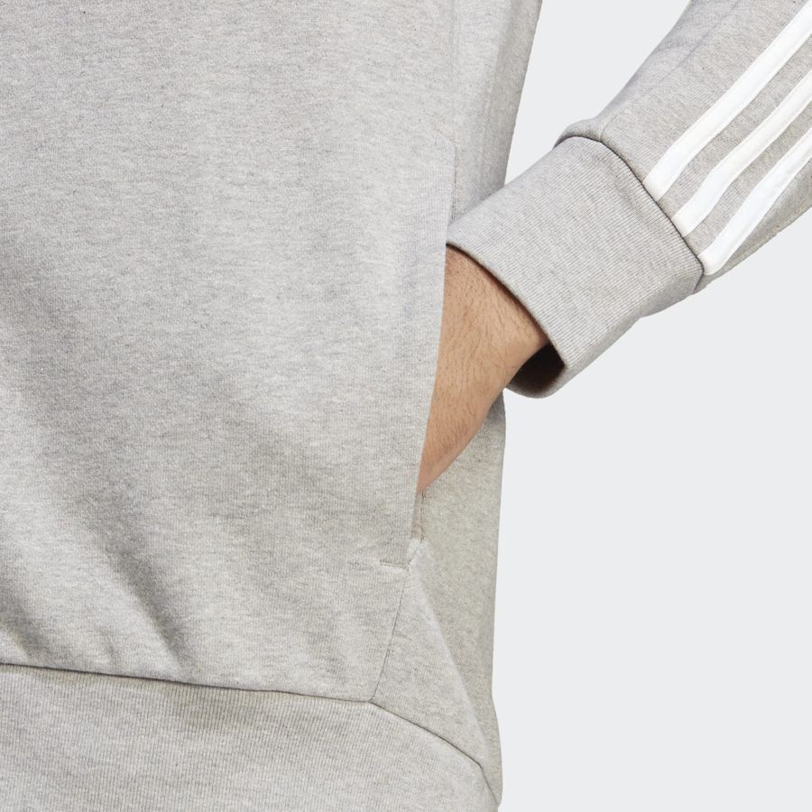 adidas Sweat à Capuche Essentials French Terry 3-Stripes Full Zip - Gris
