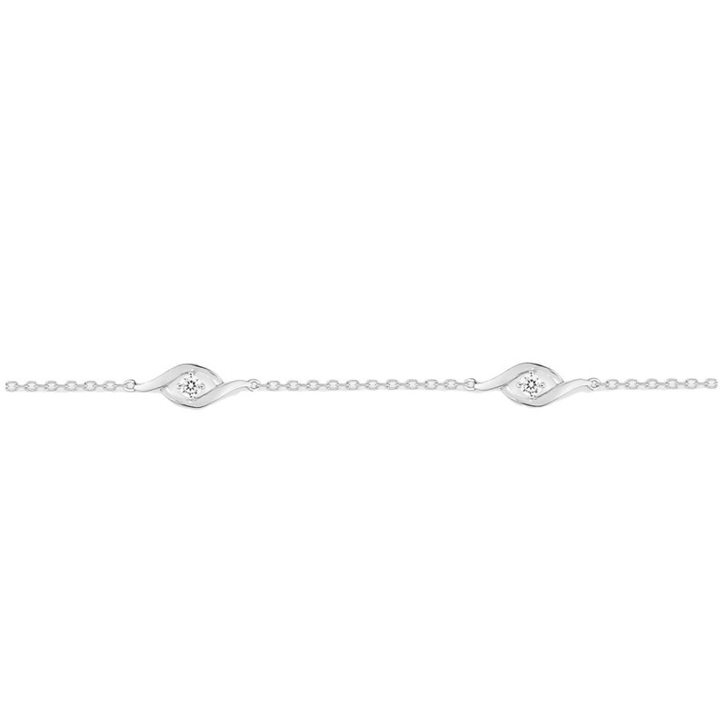 Bracelet Femme - Oxyde de zirconium - Or 18 Carats - Longueur : 18 cm