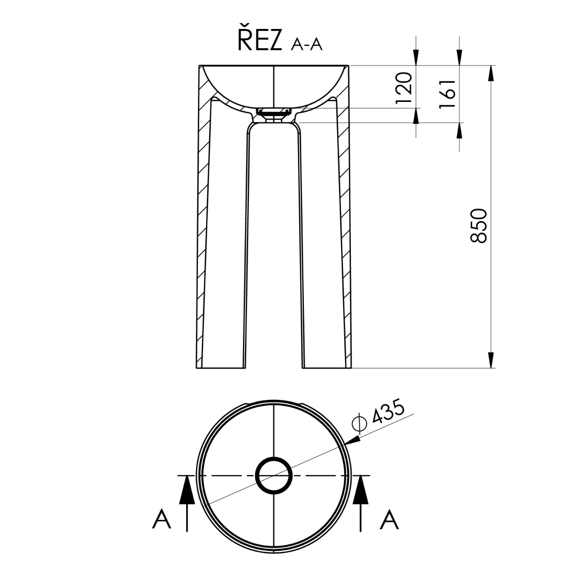 Sapho Altona staande wastafel 43cm wit mat