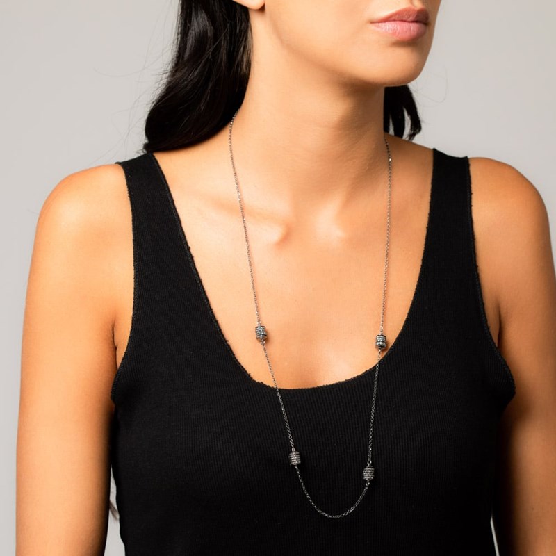 Collier Sautoir Argent Diamanté Claudia