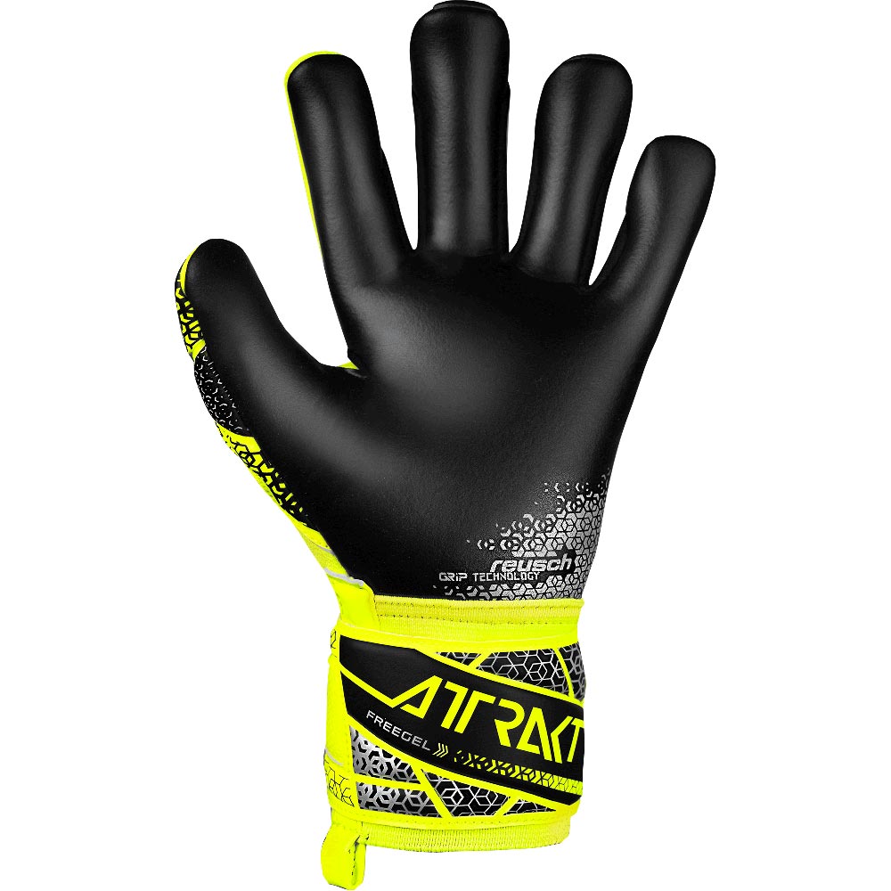 Reusch Attrakt Freegel Silver Junior Torwarthandschuhe Kinder safety yellow