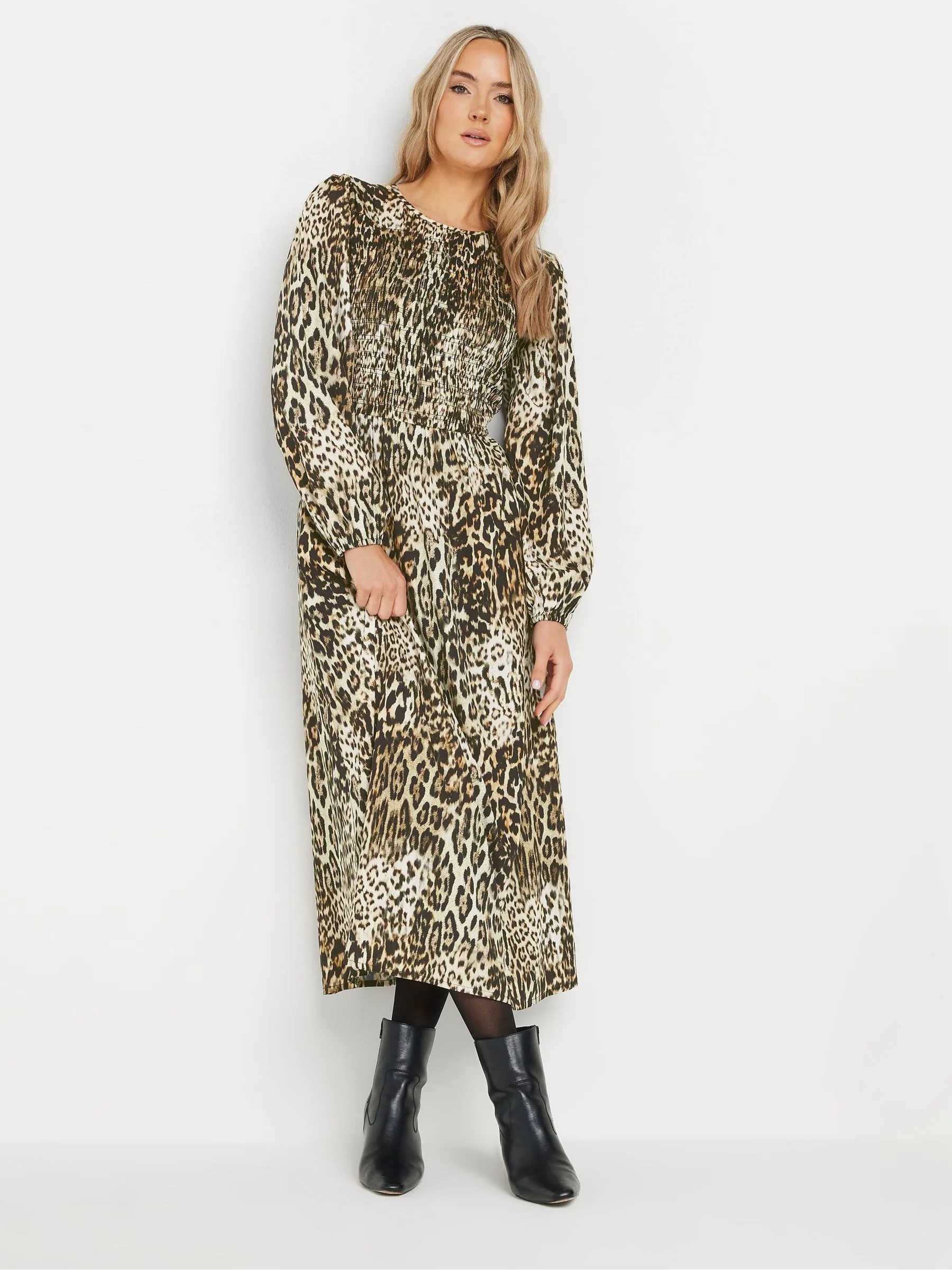 Long Tall Sally - Gerimpelde midaxi-jurk met dierenprint