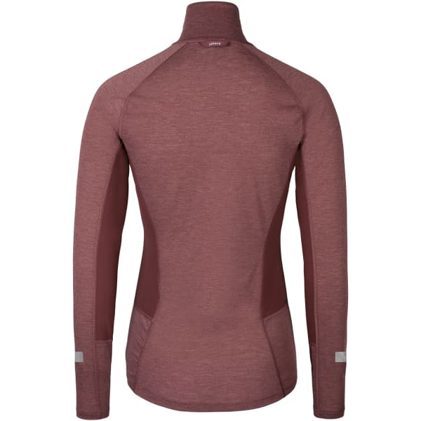 T-shirt running JOHAUG AERIAL WOOL MIX HALF ZIP TOP 2.0 BROWNISH RED