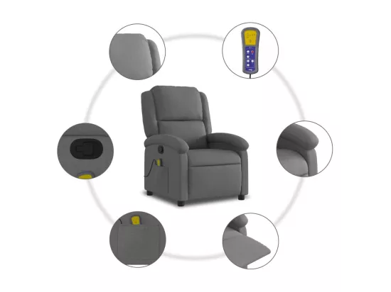 Fauteuil massant inclinable Gris foncé Tissu