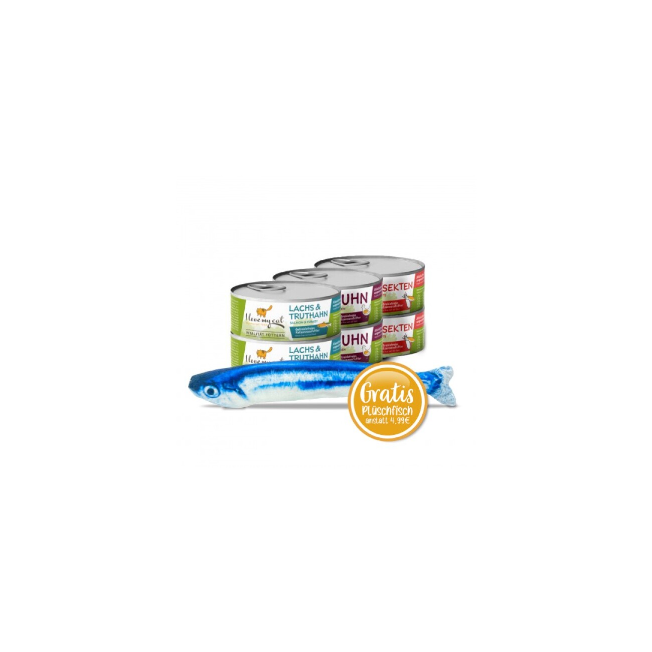 I love my cat Starter-Paket mit Katzenfutter Nass mit Huhn, Insekten, Lachs und Truthahn - 6x100g
