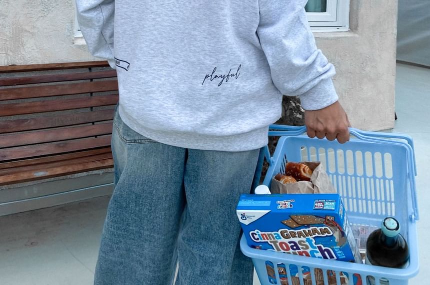 SeoulPop - Sweatshirt met losse pasvorm en letters