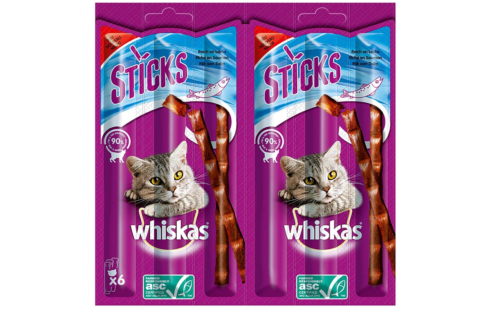 Katzen-Snack Sticks Lachs, 6 x 6gErgänzungsfuttermittel für Katzen