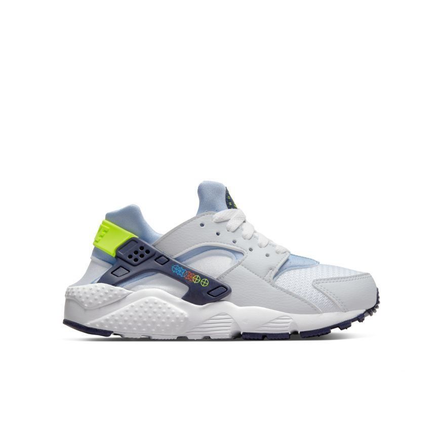 Nike Chaussures Air Huarache - Blanc/Bleu/Jaune Fluo Enfant