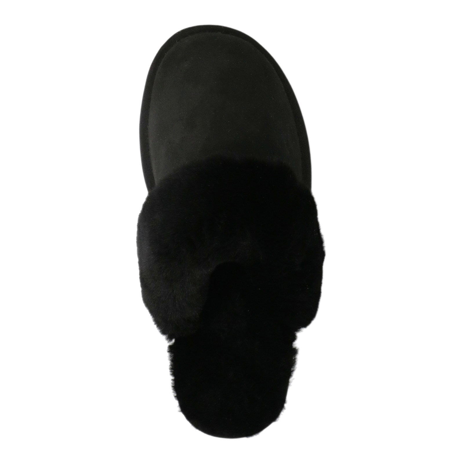 Zwarte pantoffels met wollen voering