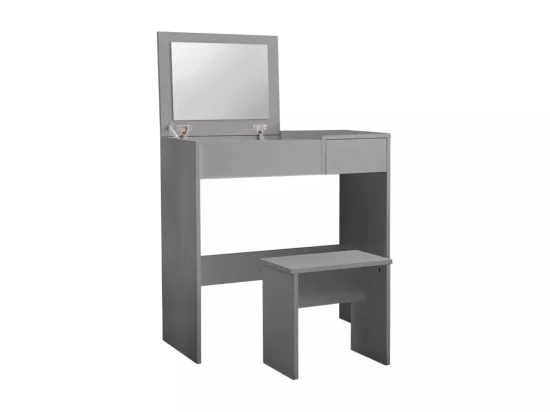 Coiffeuse table de maquillage grise avec miroir et tabouret MAONA