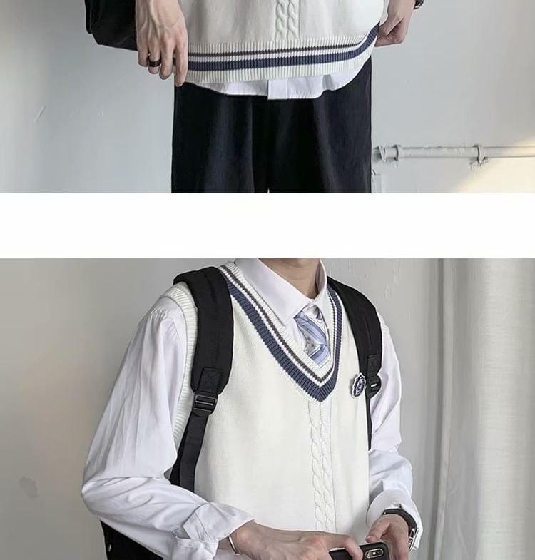 Acrius - Geborduurd sweatervest met V-hals en logo