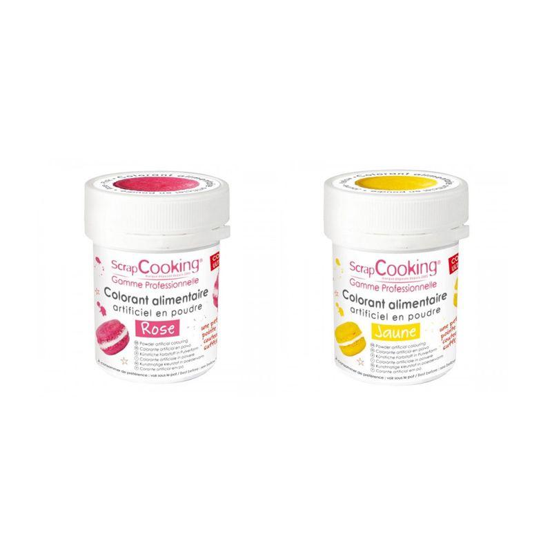 2 colorants alimentaires en poudre - rose-jaune Scrapcooking