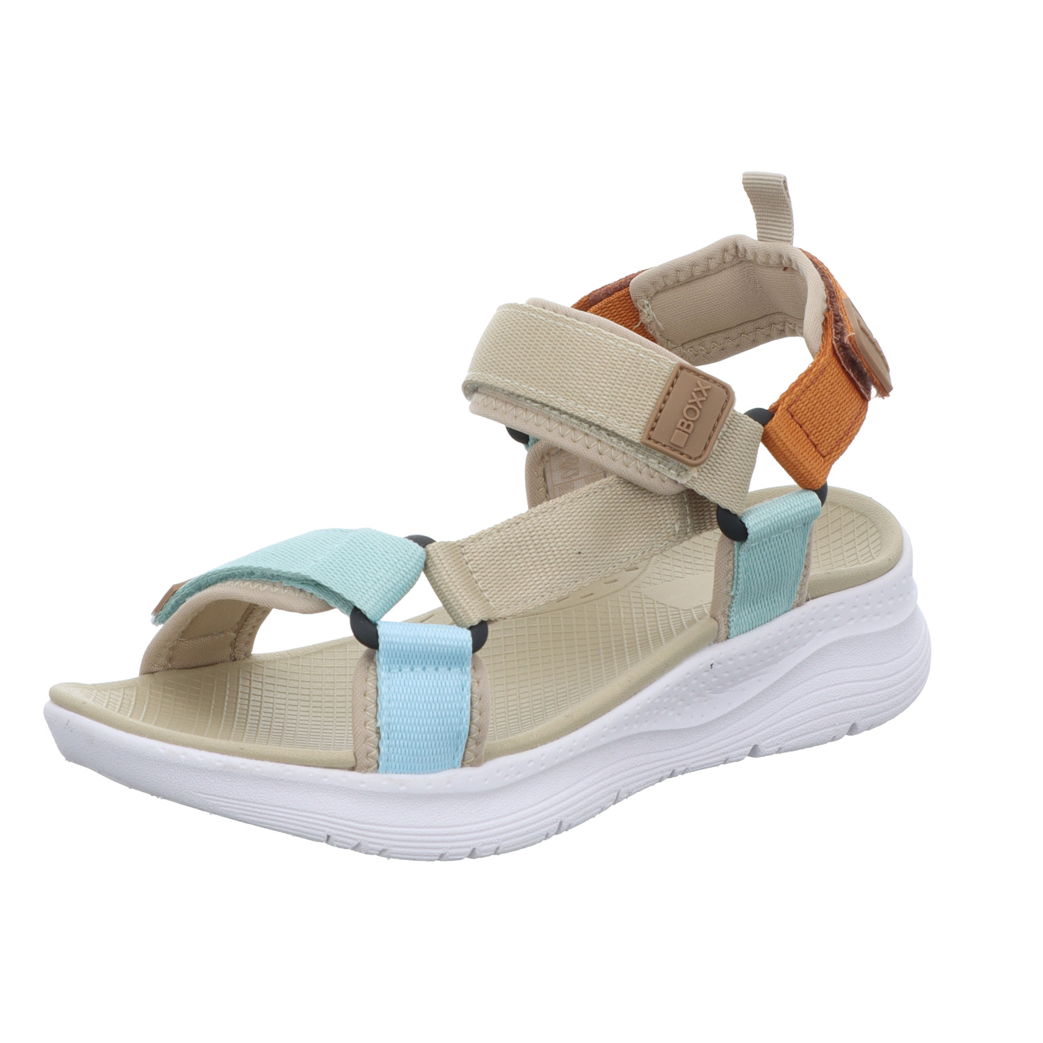 BOXX Damen-Sandalette Beige-Türkis-Mehrfarbig