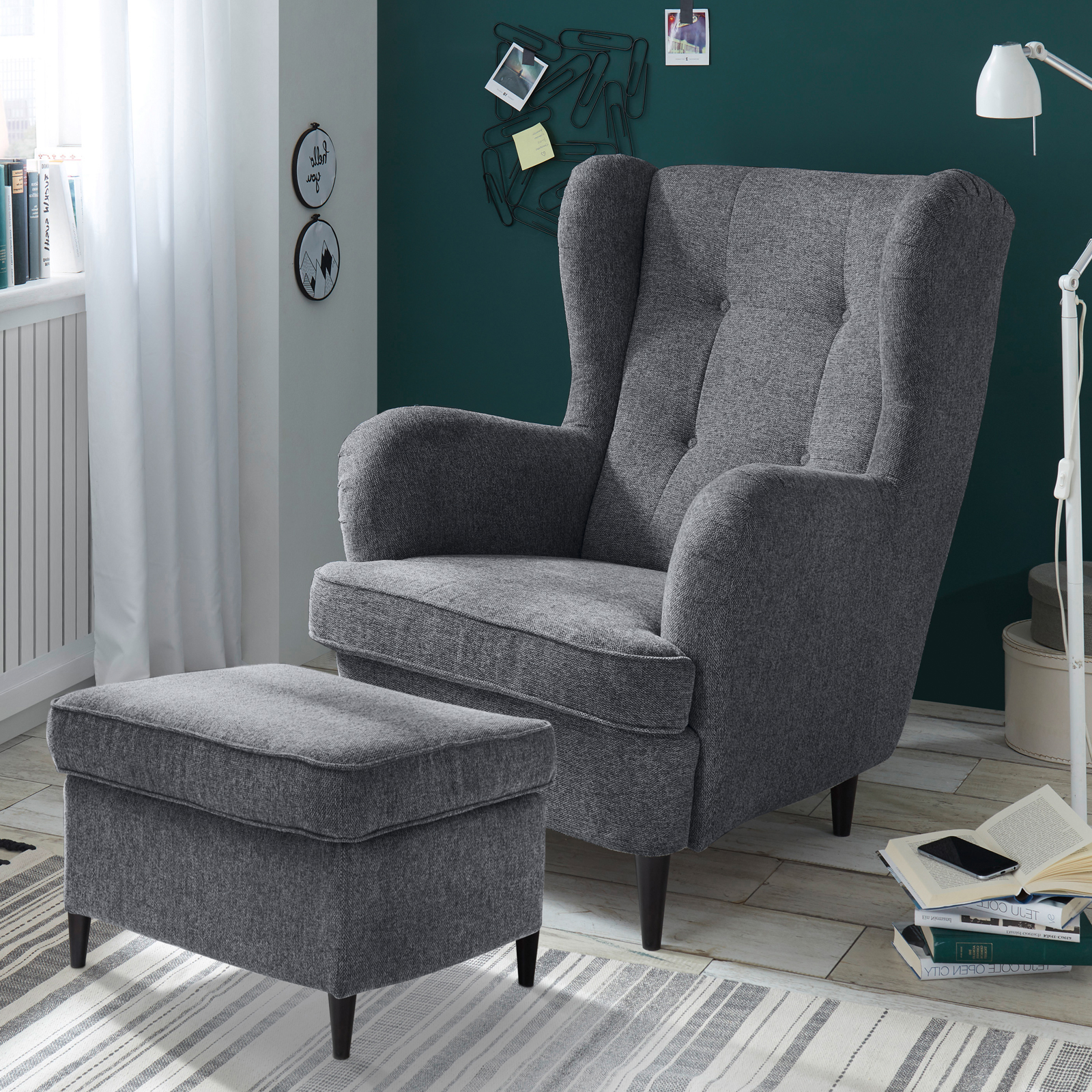 Ohrensessel - anthrazit - 78 cm breit