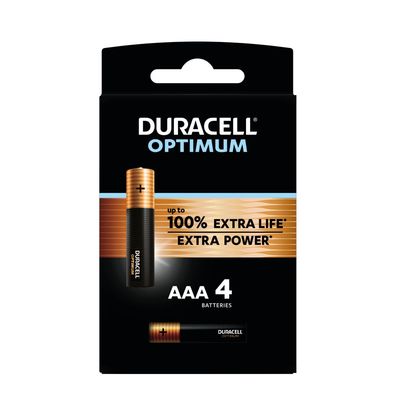 DURACELL Optimium - 4 piles alcalines - AAA LR03
