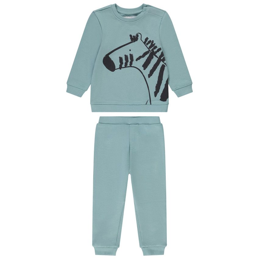 Ensemble jogging molleton print zèbre pour bébé garçon - Vert