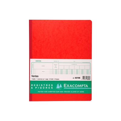 Exacompta - Registre des ventes - 7 colonnes - 32 x 25 cm - 80 pages