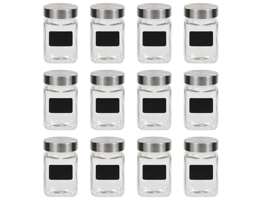 VIDAXL - Boîte alimentaire Pots de conservation avec autocollant 12 pcs 300 ml