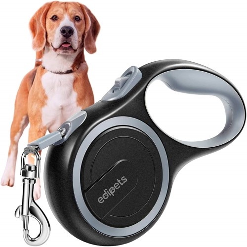 Guia extensível ajustável Edipets cinza e preta para cães