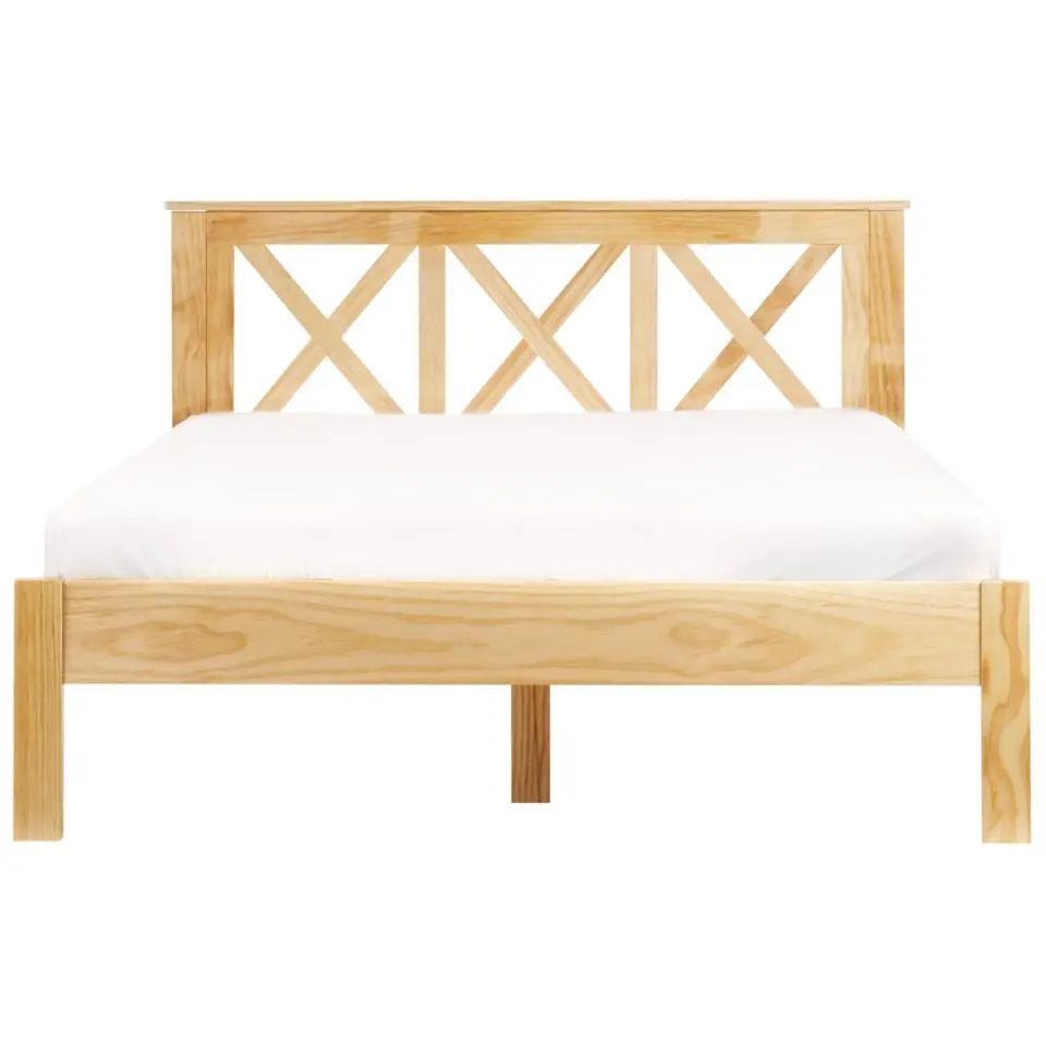 TANNAY - Tweepersoonsbed - Lichthout - 140 x 200 cm - Dennenhout