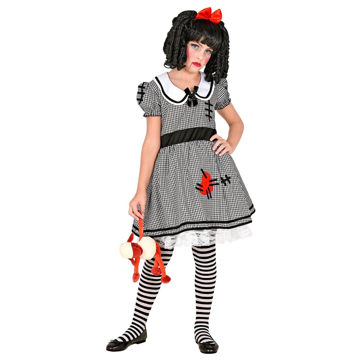 Halloween Kostuum Wit Zwart Meisje Pop