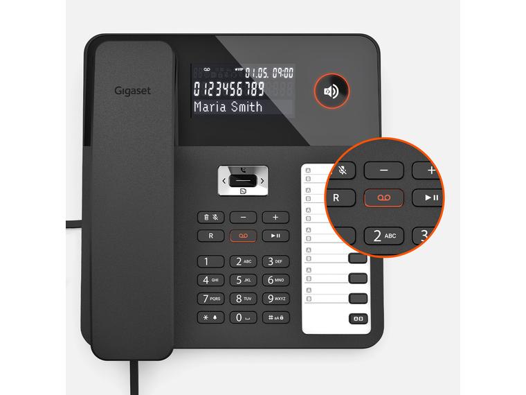 Gigaset Tischtelefon DESK 800A Schwarz Das Wand- und Tischtelefon für komfortable Telefonie mit Anrufbeantworter