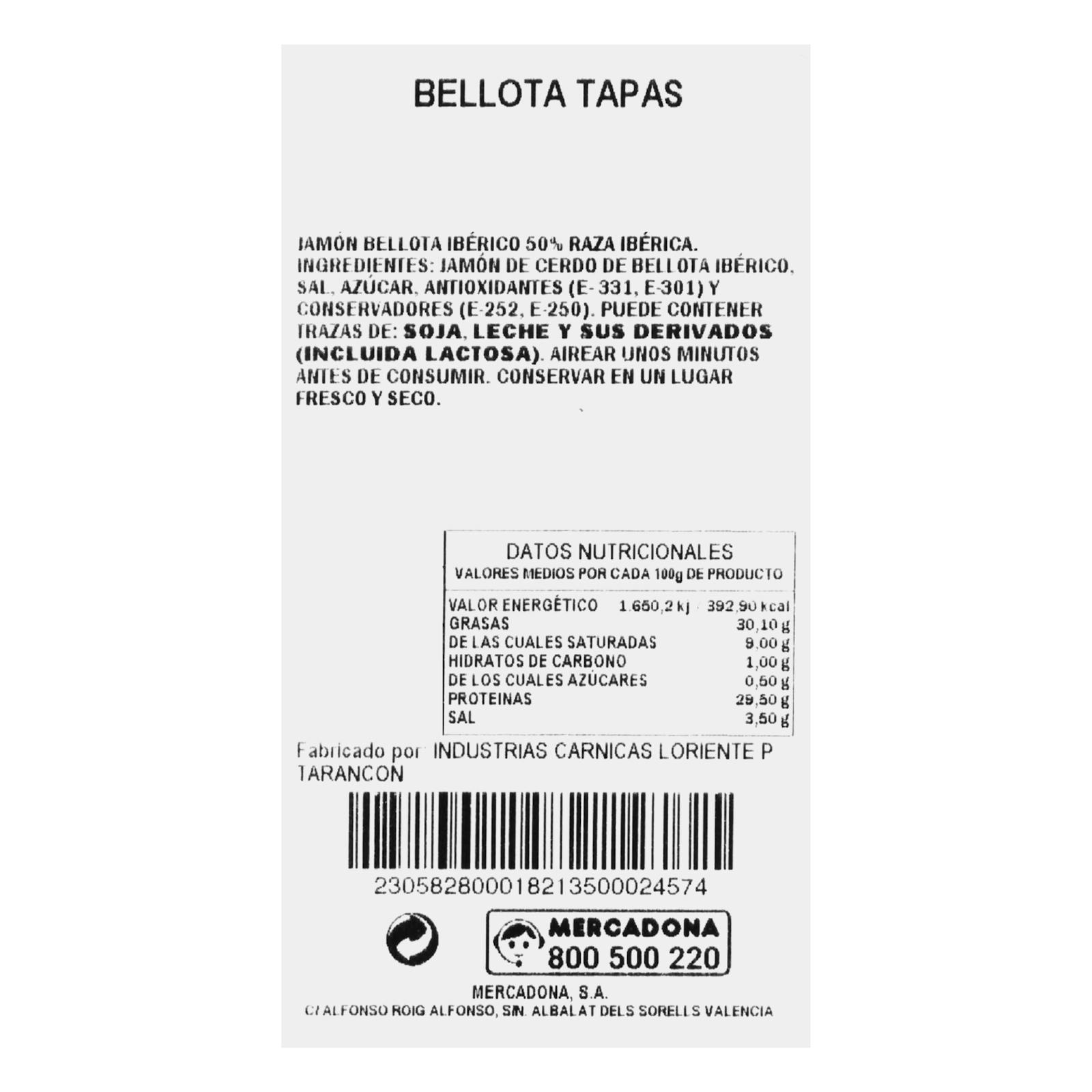 Jambon ibérique nourri au gland coupé en tapas
