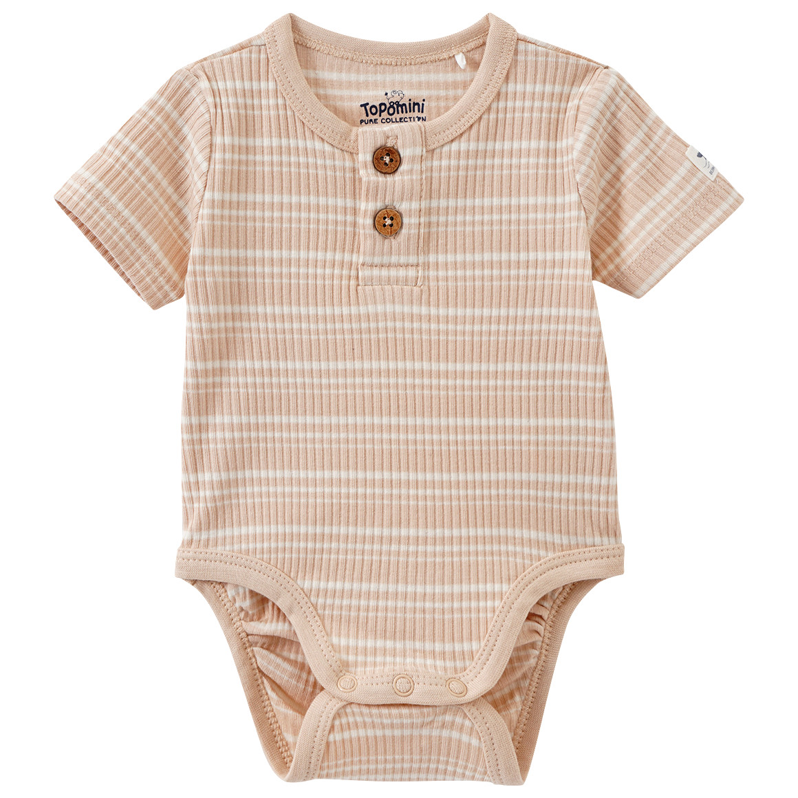 Topomini Pure Collection Baby Body mit Rippstruktur beige / weiss