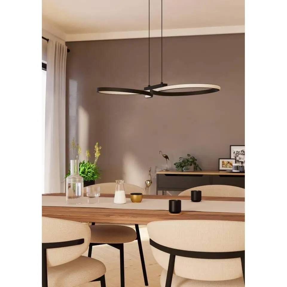 EGLO Serpins Hanglamp - LED - 66 cm - Zwart/Wit