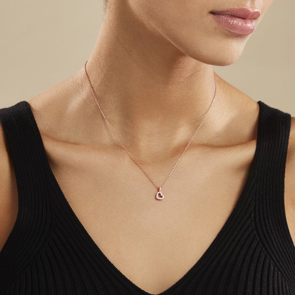 Collier Phanie Argent Rose Oxyde De Zirconium