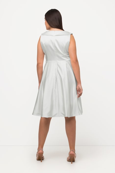 Abendkleid, A-Linie, drapiert, V-Ausschnitt, ärmellos