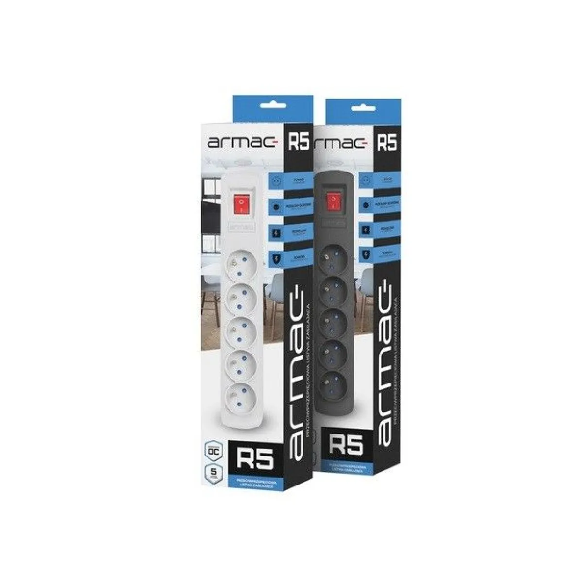 Armac Multiprise 5 Prises - Noir