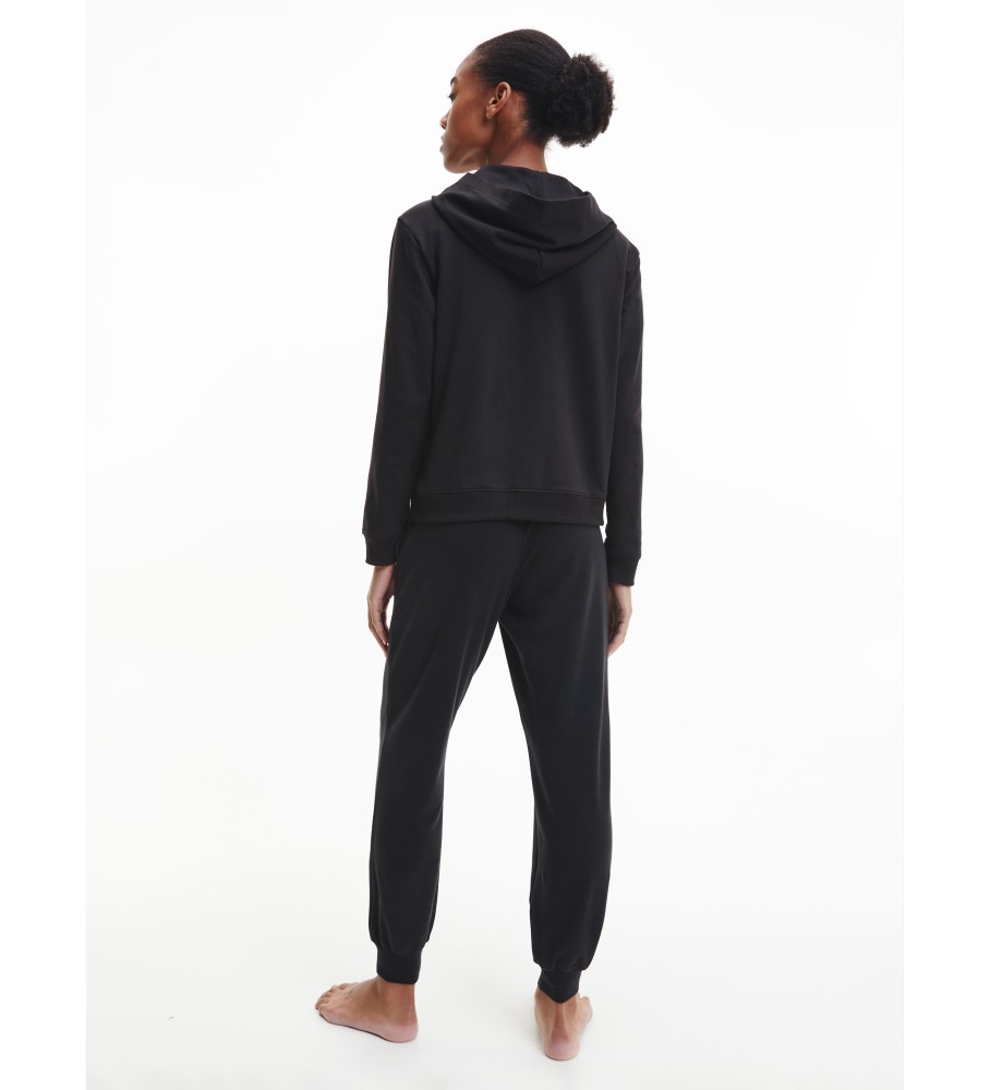 Moletom Calvin Klein com zíper, modelo moderno, preto, em algodão.