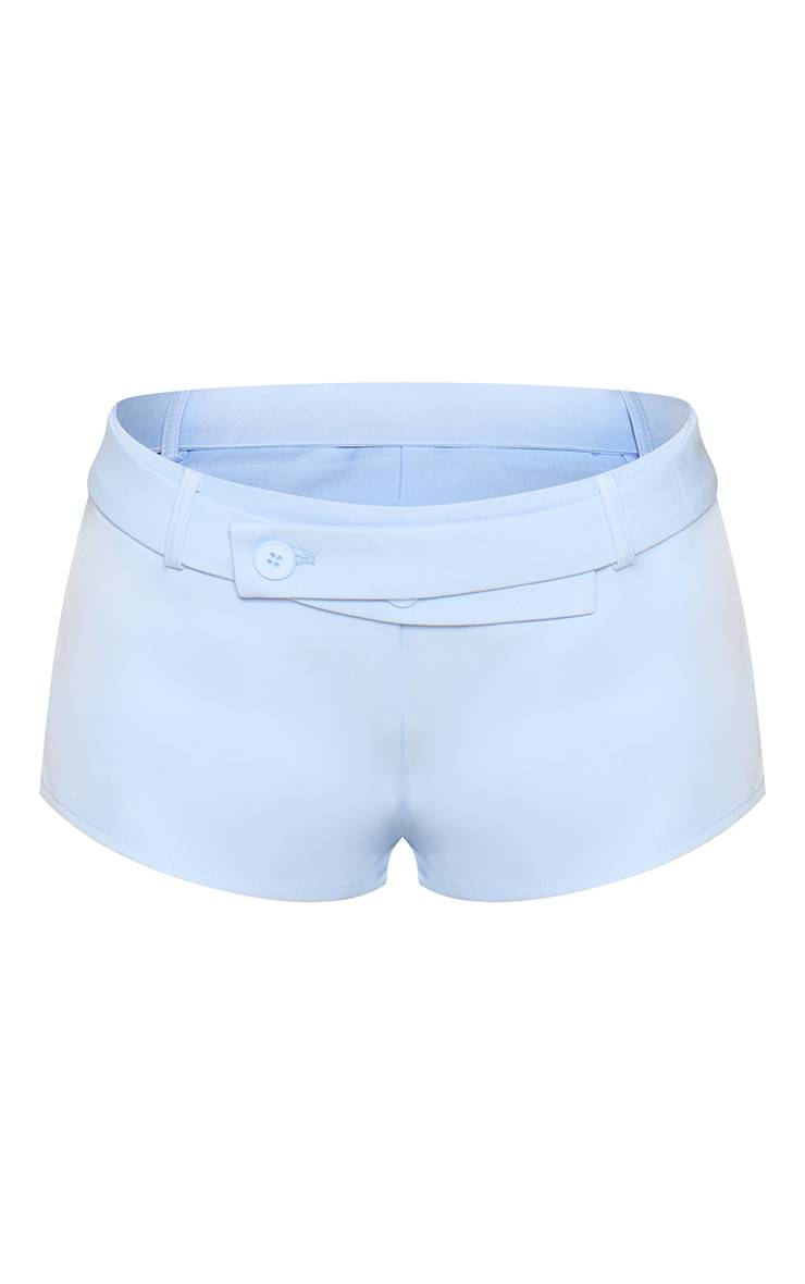 Bleu Pâle Short Taille Basse À Détail Boutons Assorti