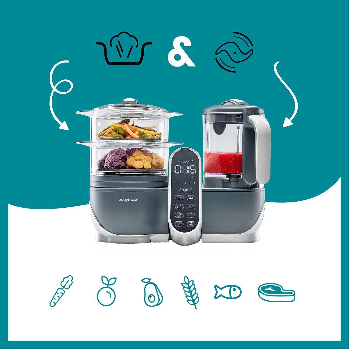 BABYMOOV<br>Robô de cozinha multifuncional Nutribaby plus
