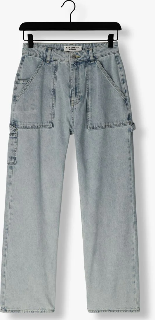 COLOURFUL REBEL blauwe colourful rebel wide jeans tinsley denim worker pants