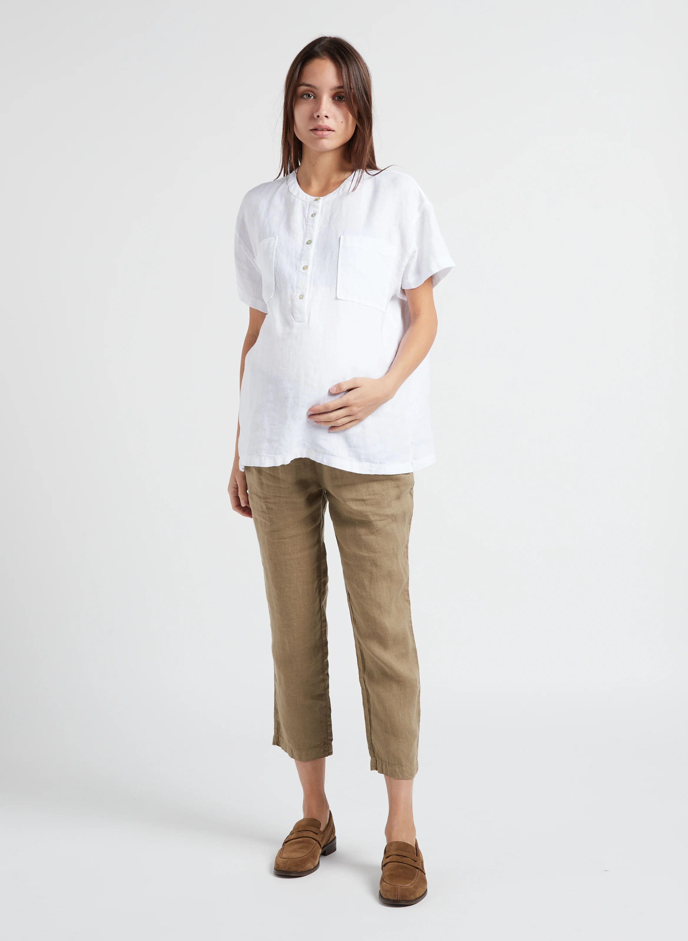 GEORGIA - Chemise de grossesse en lin| Blanc