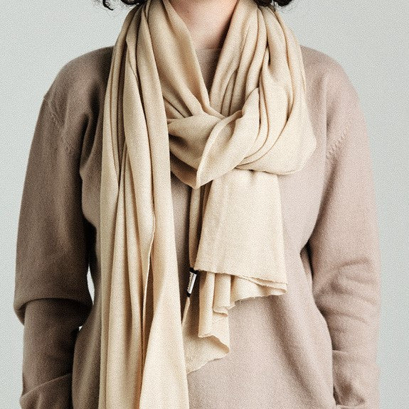 Kaschmir-Strick Schal Uni Beige
