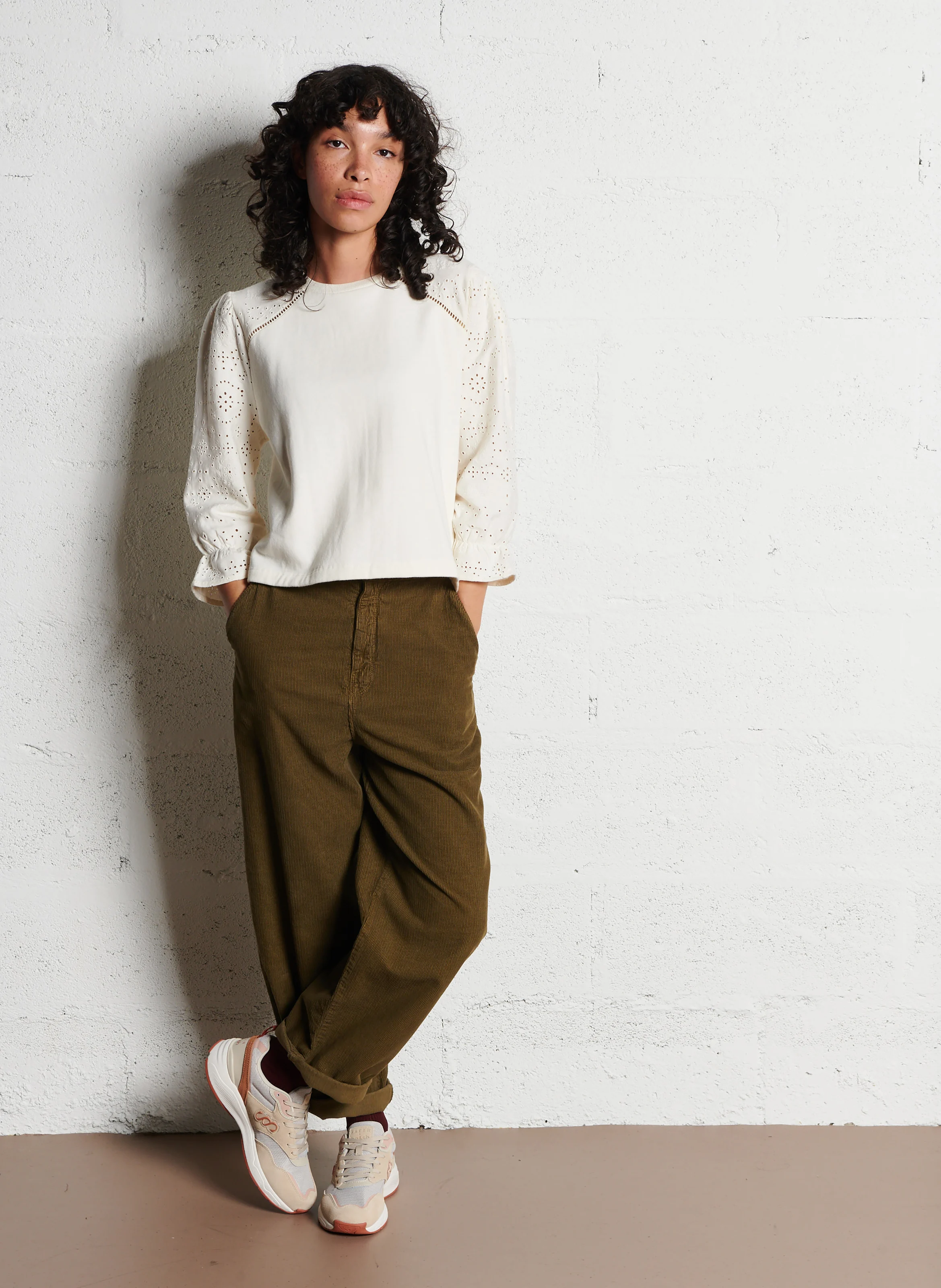 LUCAS - Sweat ample col rond en coton | Beige