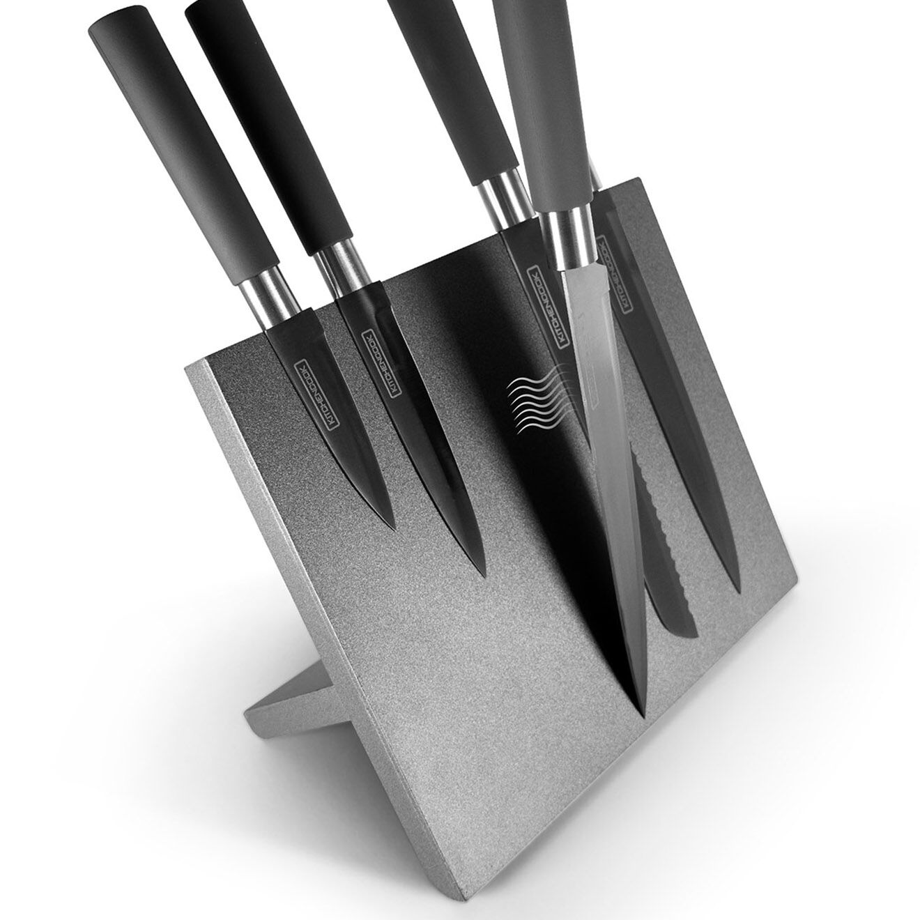 Kitchencook Ensemble de 6 couteaux avec bloc magnetique slate noir