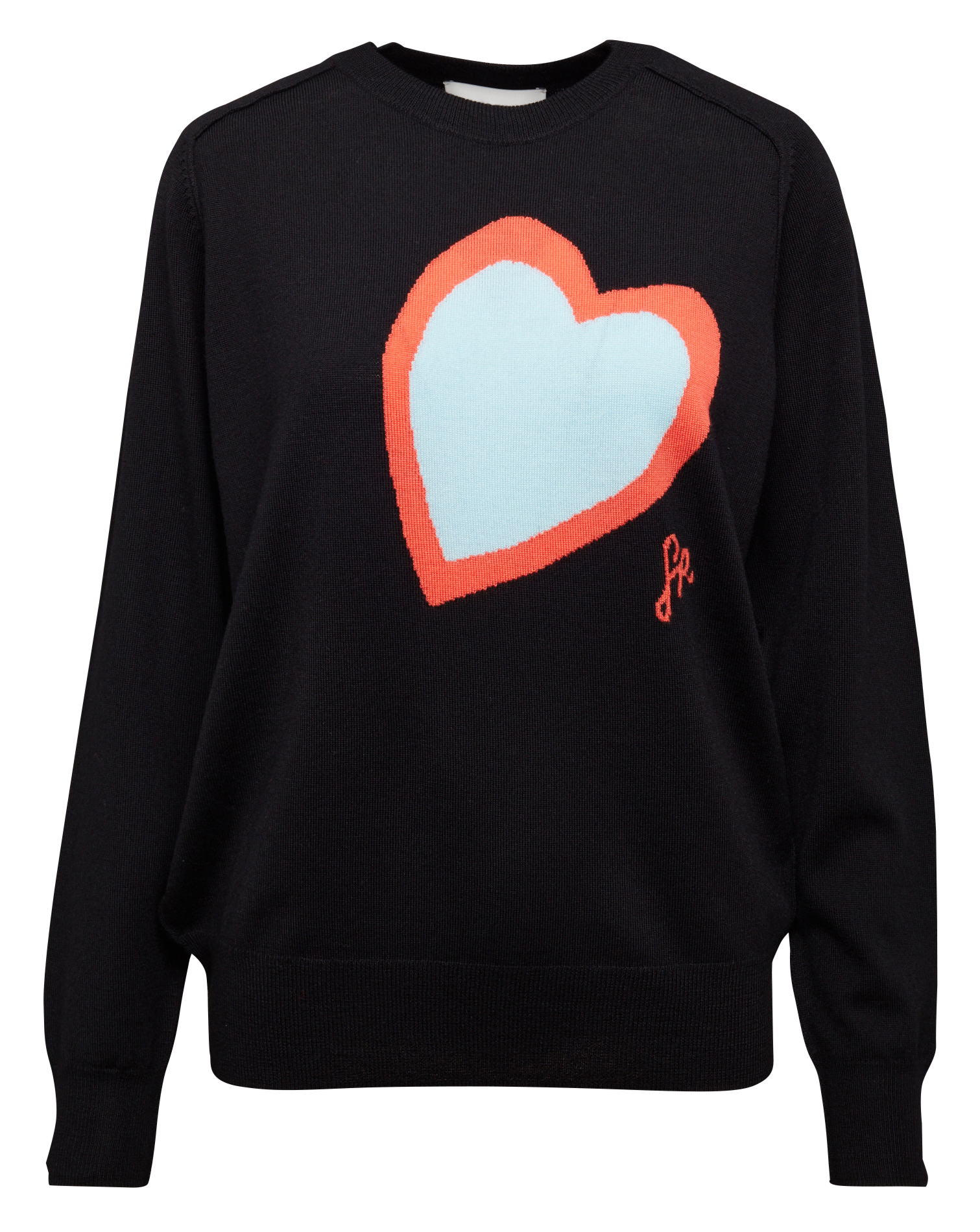 Pull col rond jacquard en laine mérinos | Noir