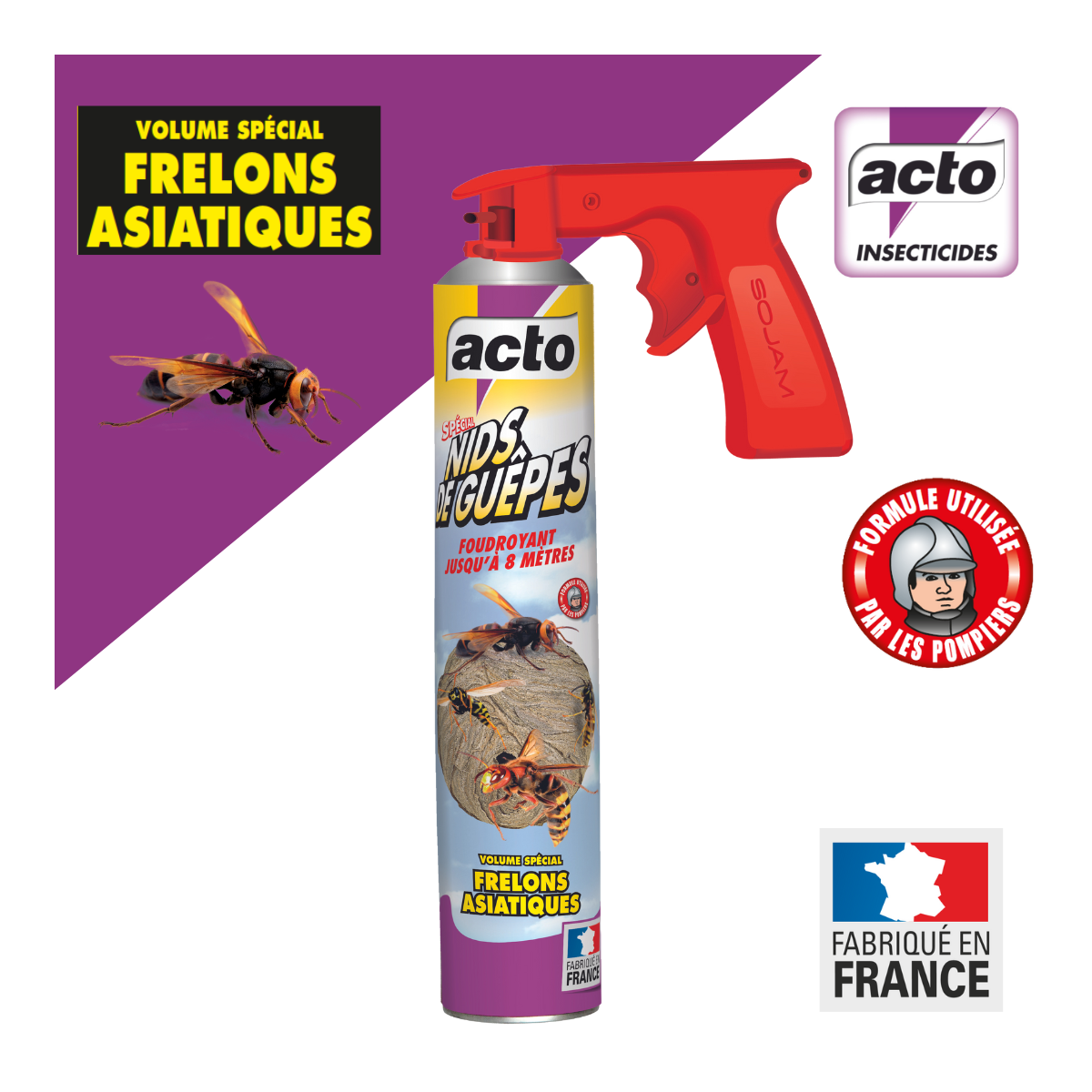 Aérosol acto spécial nids de guepes - efficacité professionnelle - volume spécia