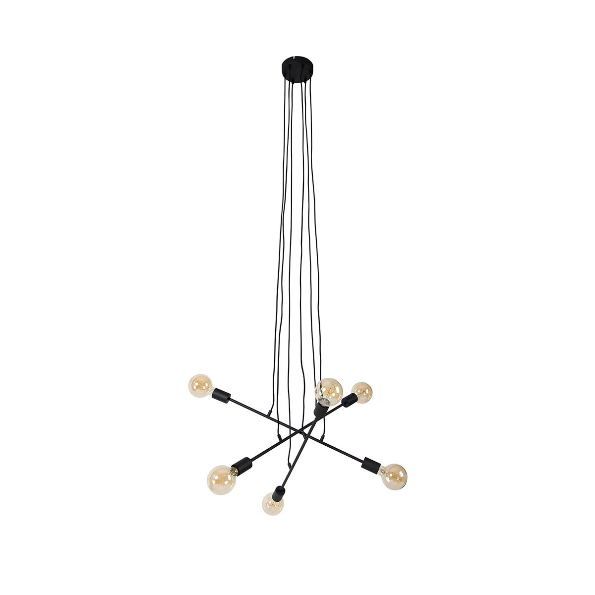 Moderne hanglamp zwart 80 cm 6-lichts - Sydney