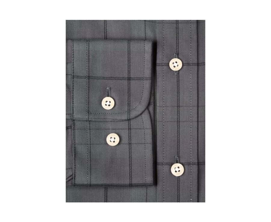 Chemise grise à carreaux - Poche poitrine - DORIAN