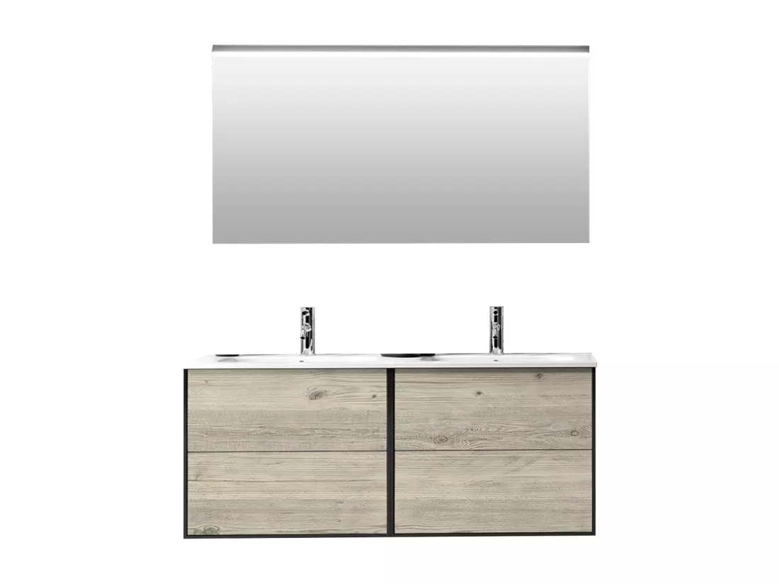 Ensemble de salle de bain double vasque 4 pièces IGEA pin arctique