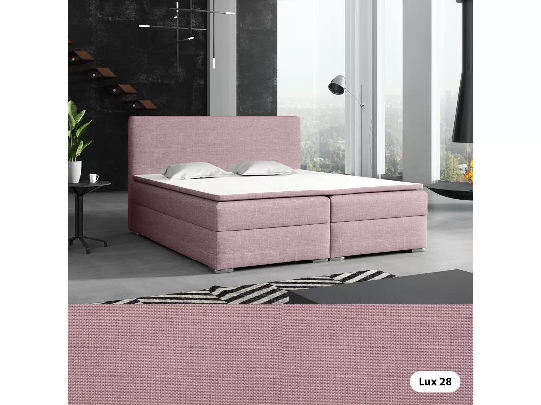 LIT BOXSPRING avec surmatelas Soler 160x200 cm, Lux 28 (Rose clair)