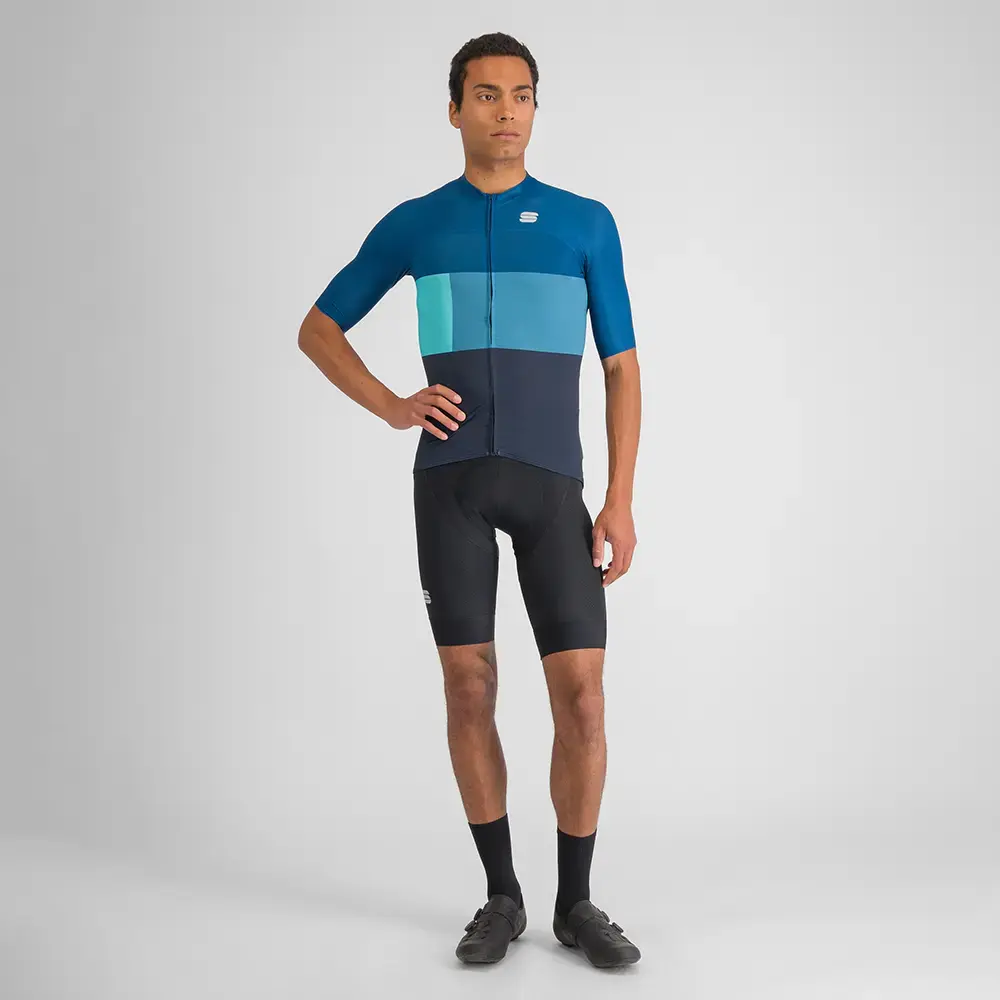 Sportful Snap Fietsshirt Korte Mouwen Blauw/Donkerblauw Heren